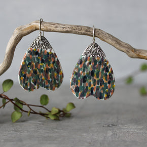 Ceramic Earrings Green Wings #3 - Tribe Castlemaine