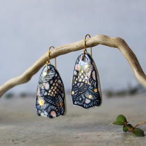 Ceramic Earrings Indigo Detail - Tribe Castlemaine