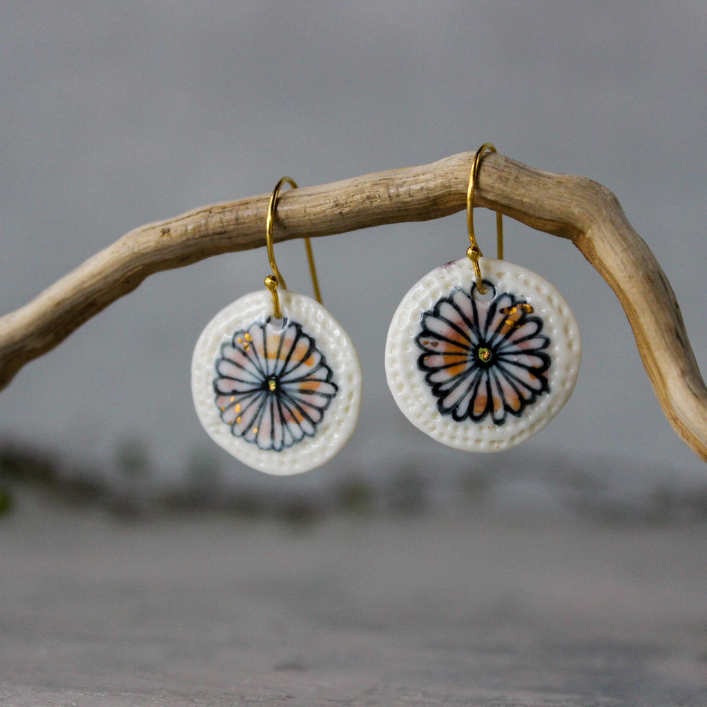 Ceramic Earrings Indigo Flower - Tribe Castlemaine