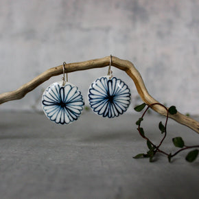 Ceramic Earrings Indigo Flower - Tribe Castlemaine