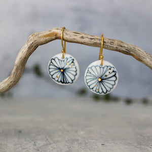 Ceramic Earrings Indigo Flower - Tribe Castlemaine