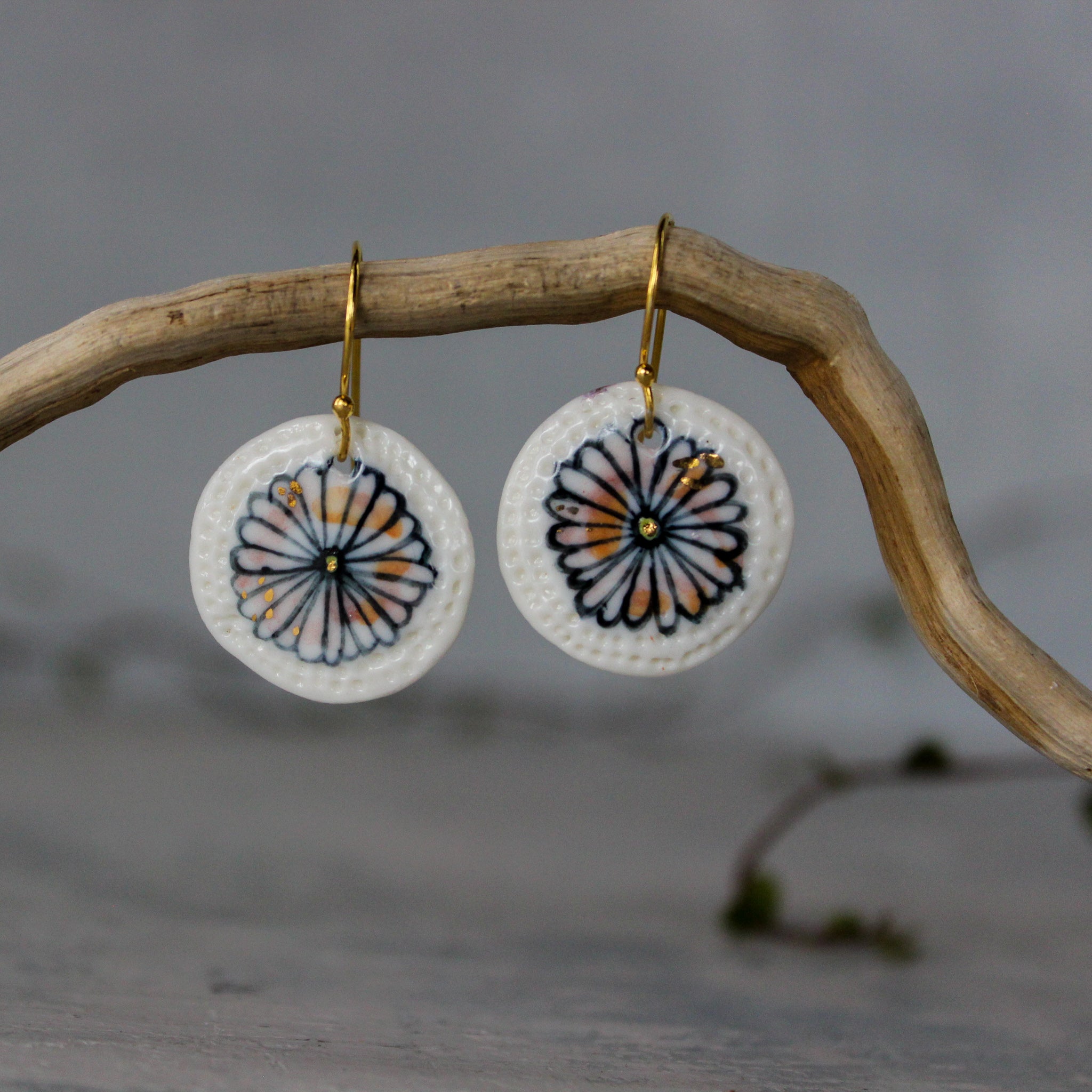 Ceramic Earrings Indigo Flower - Tribe Castlemaine