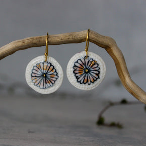 Ceramic Earrings Indigo Flower - Tribe Castlemaine