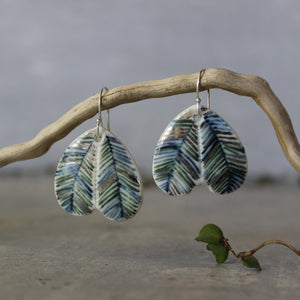 Ceramic Earrings Indigo Wing #2 - Tribe Castlemaine