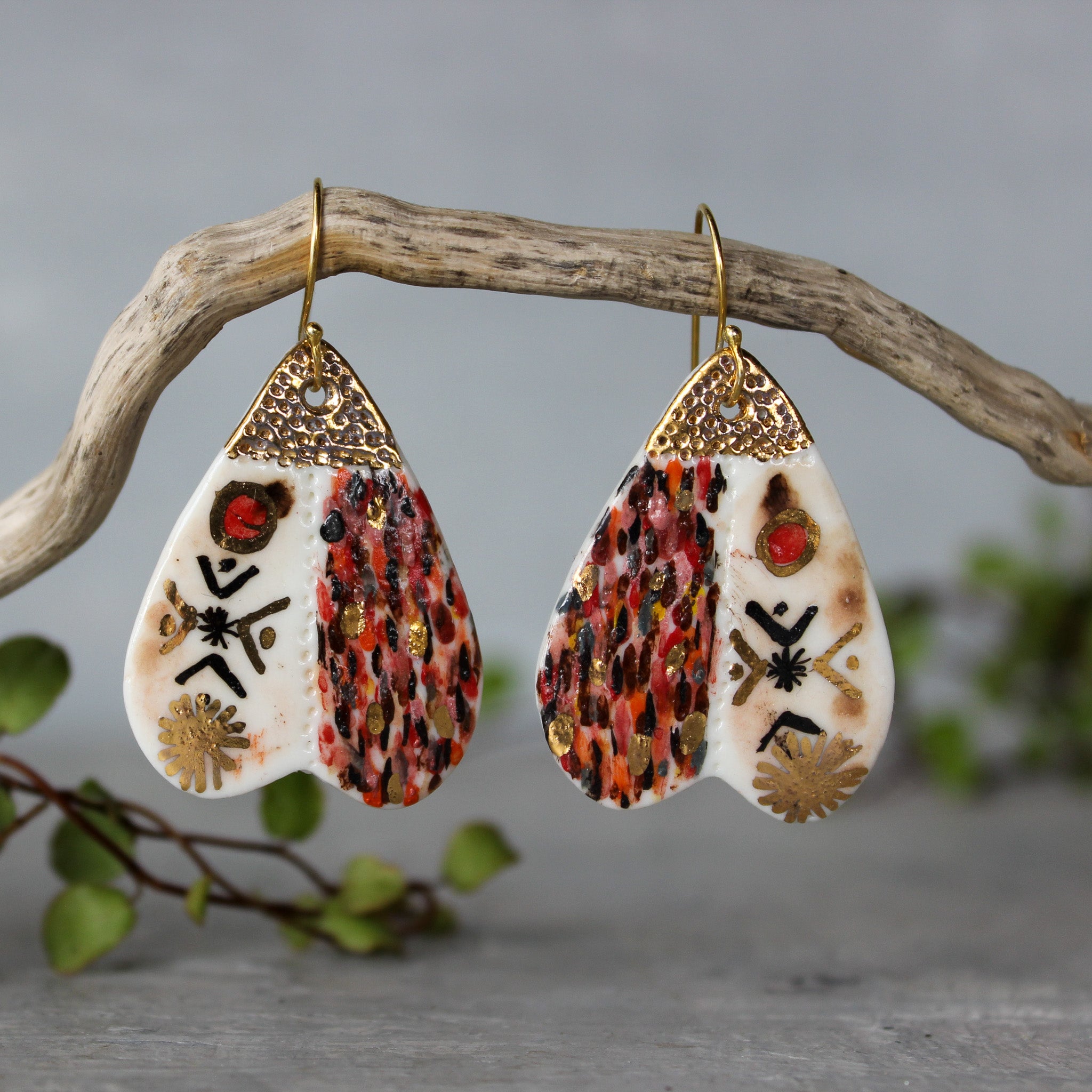 Ceramic Earrings Red Wings #2 - Tribe Castlemaine