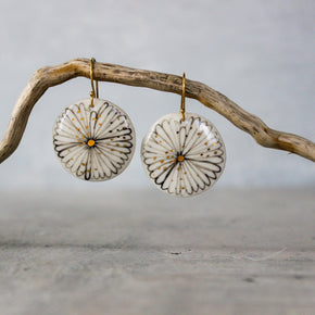 Ceramic Earrings Sepia Daisy - Tribe Castlemaine