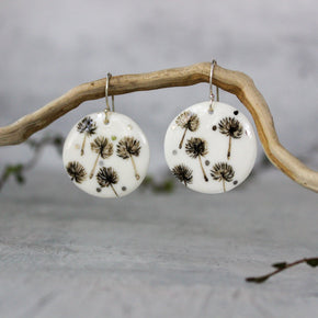 Ceramic Earrings Sepia Dandelion - Tribe Castlemaine