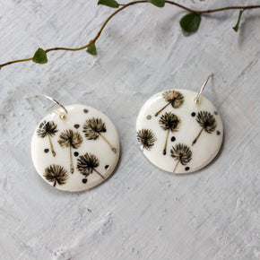 Ceramic Earrings Sepia Dandelion - Tribe Castlemaine