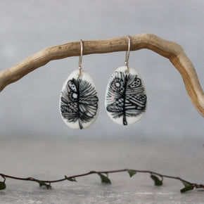 Ceramic Earrings Small Feather #1 - Tribe Castlemaine