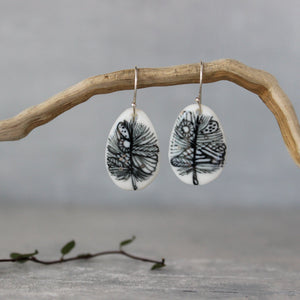 Ceramic Earrings Small Feather #1 - Tribe Castlemaine
