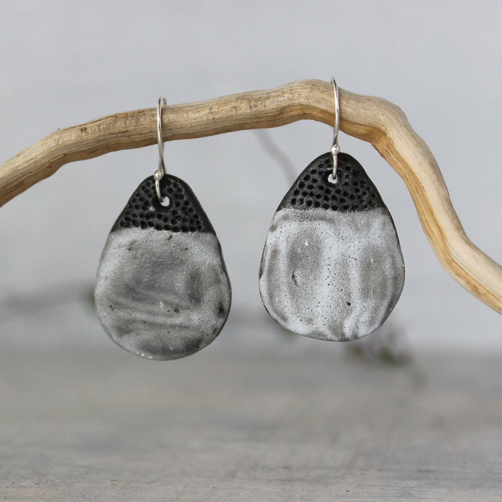 Ceramic Earrings White on Black - Tribe Castlemaine