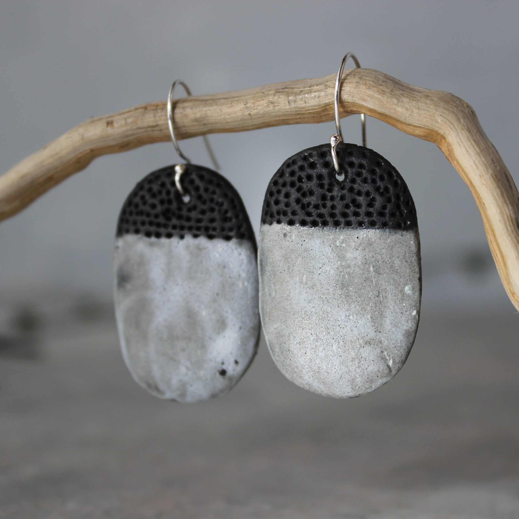 Ceramic Earrings White on Black - Tribe Castlemaine