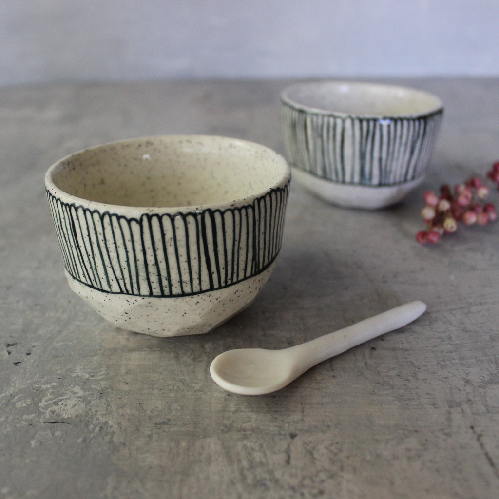 Ceramic Expresso Cups : Blue Lines - Tribe Castlemaine