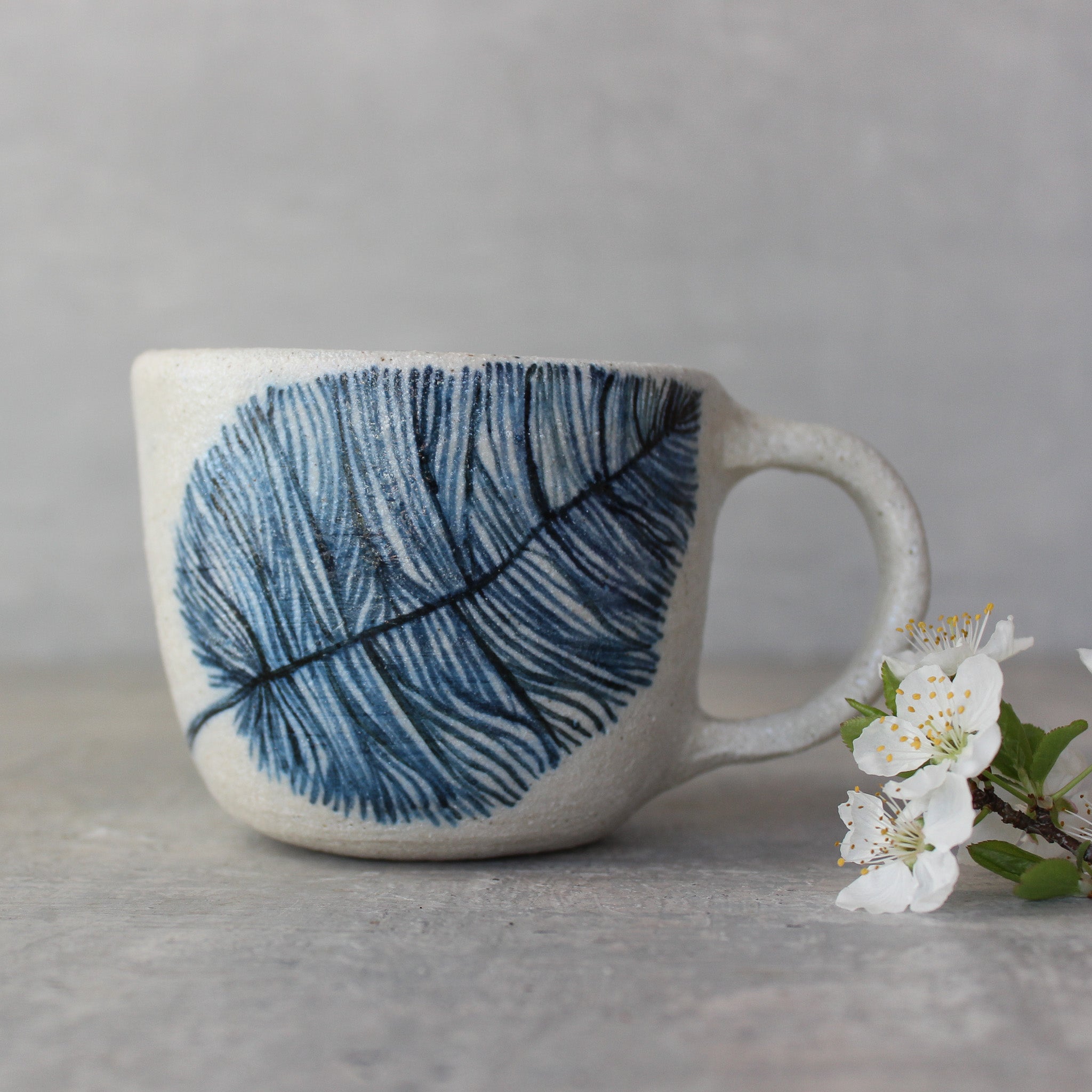 Ceramic Handled Cups Indigo Feather - Tribe Castlemaine