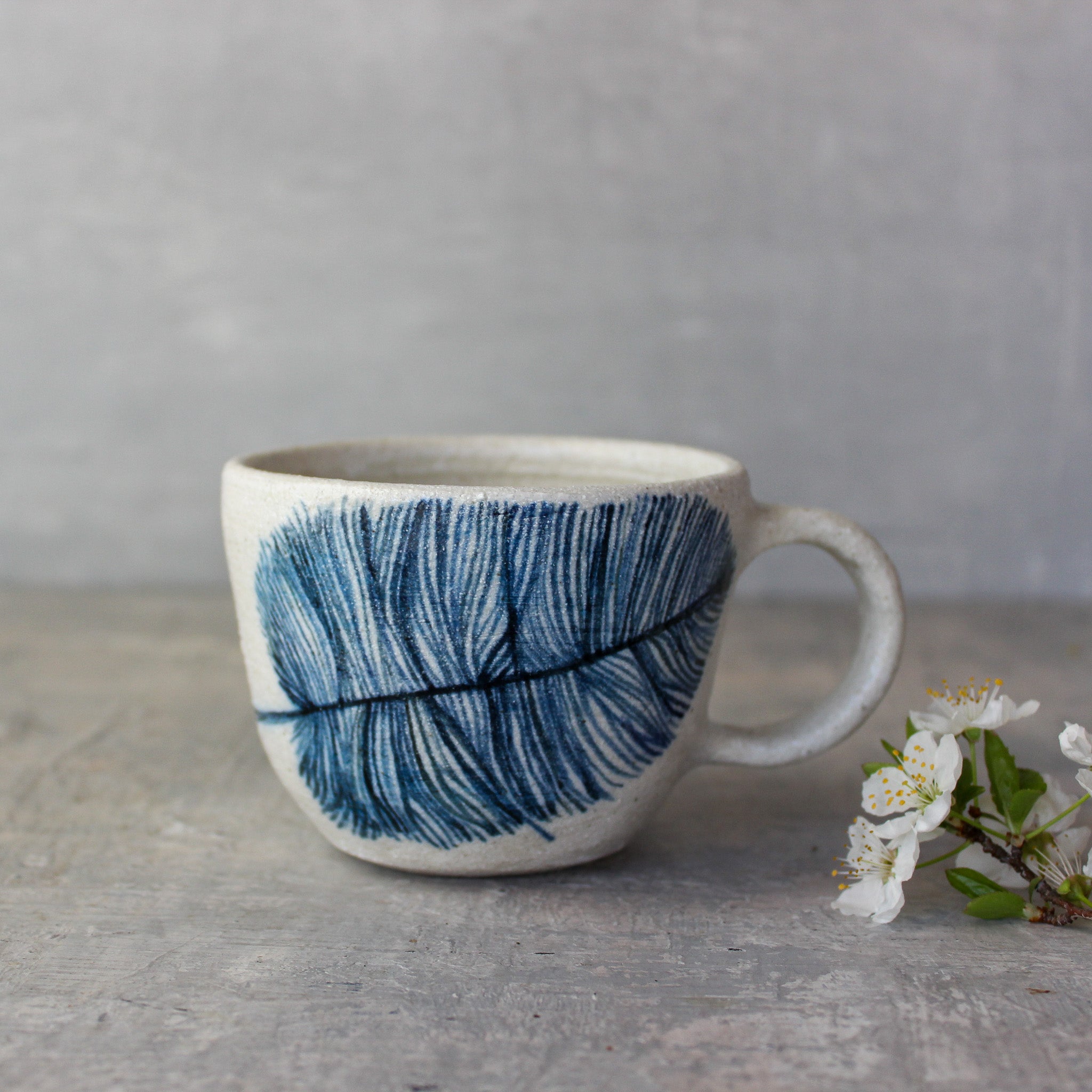 Ceramic Handled Cups Indigo Feather - Tribe Castlemaine