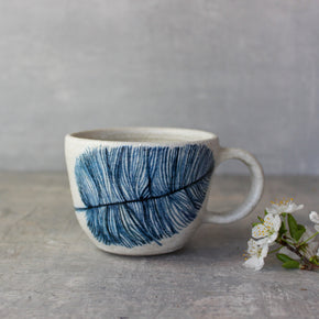 Ceramic Handled Cups Indigo Feather - Tribe Castlemaine