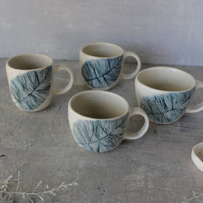 Ceramic Handled Cups Indigo Feather - Tribe Castlemaine