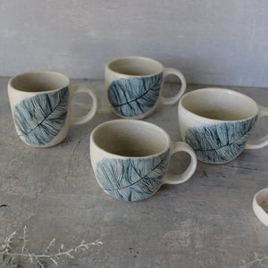 Ceramic Handled Cups Indigo Feather - Tribe Castlemaine