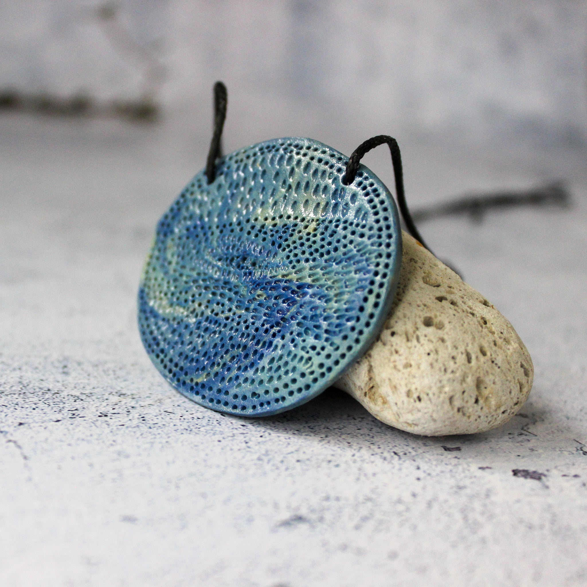 Ceramic Necklace Blue Oval - Tribe Castlemaine