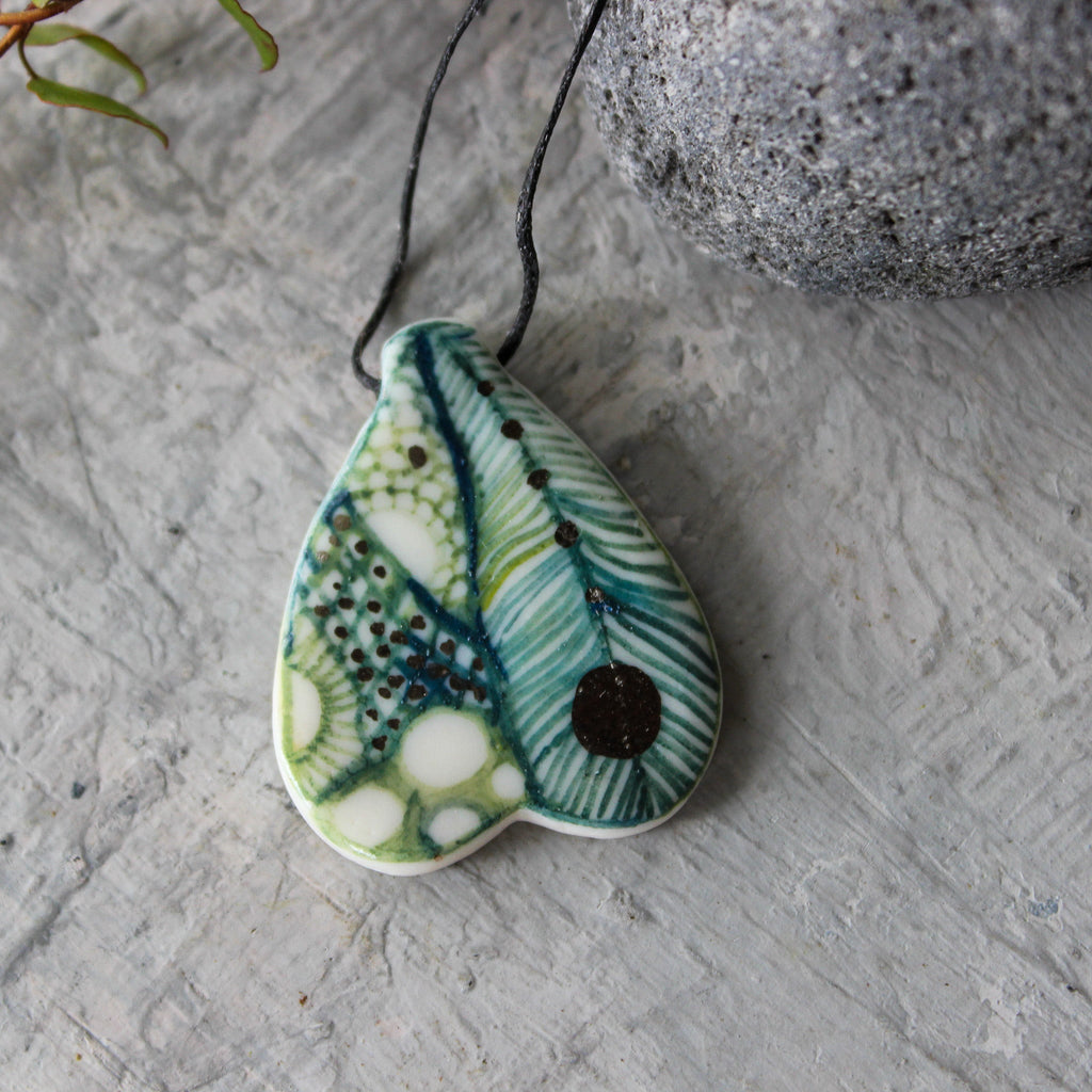 Ceramic Necklace Green Wing #1 - Tribe Castlemaine