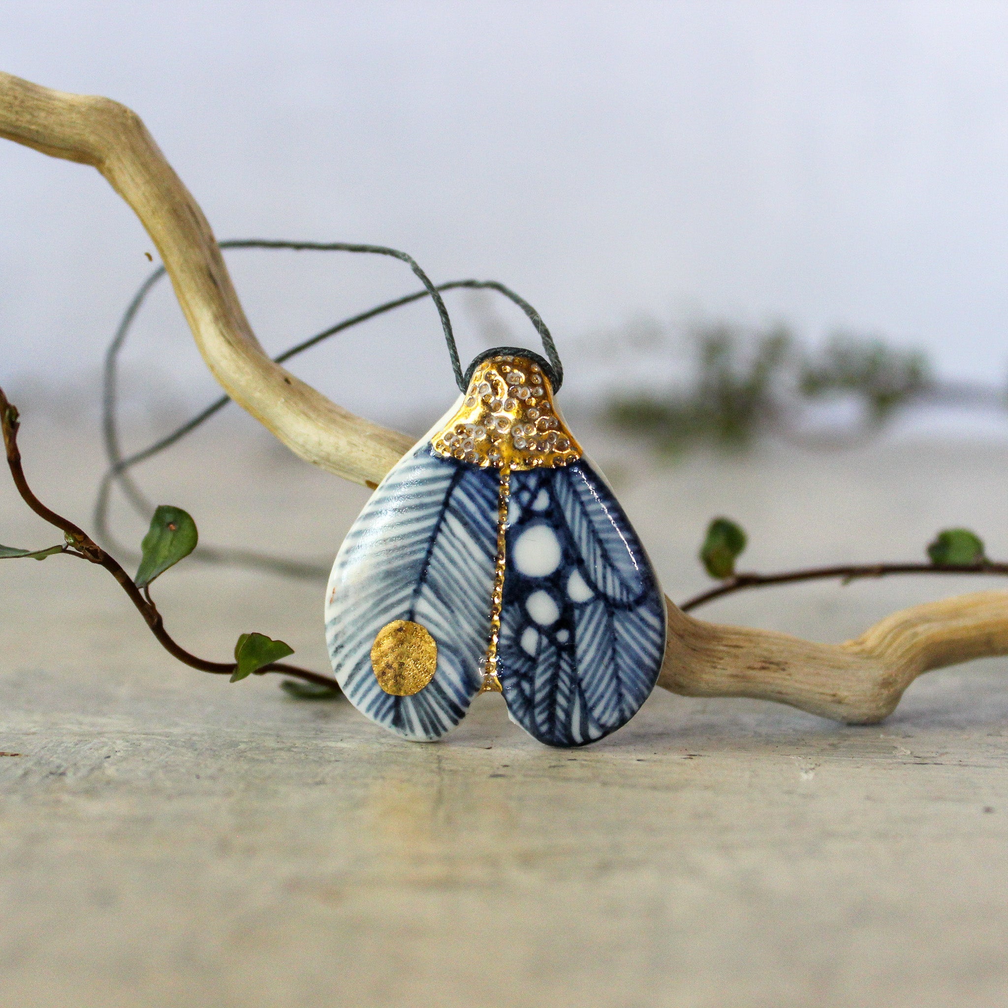Ceramic Necklace Indigo Wing - Tribe Castlemaine