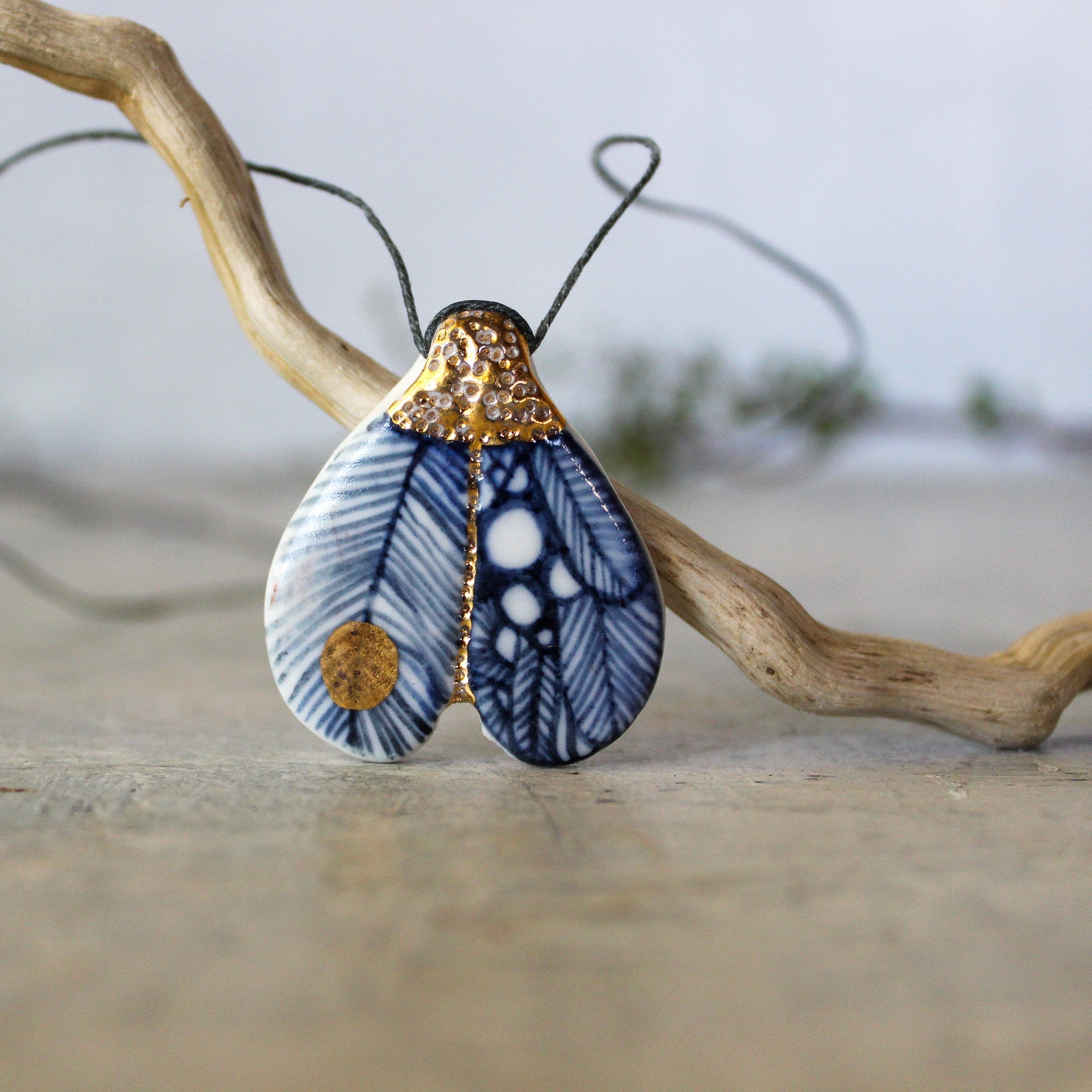 Ceramic Necklace Indigo Wing - Tribe Castlemaine