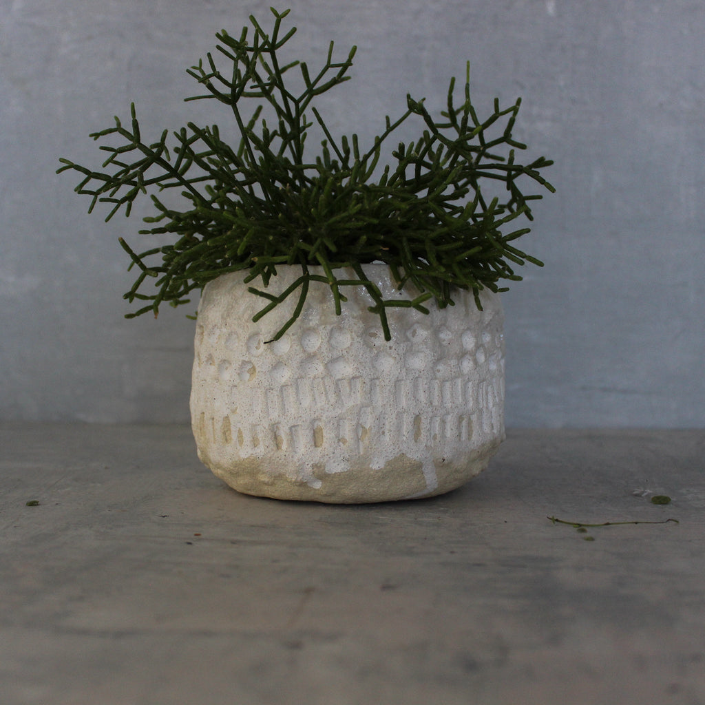 Ceramic Planter Large White Textured - Tribe Castlemaine