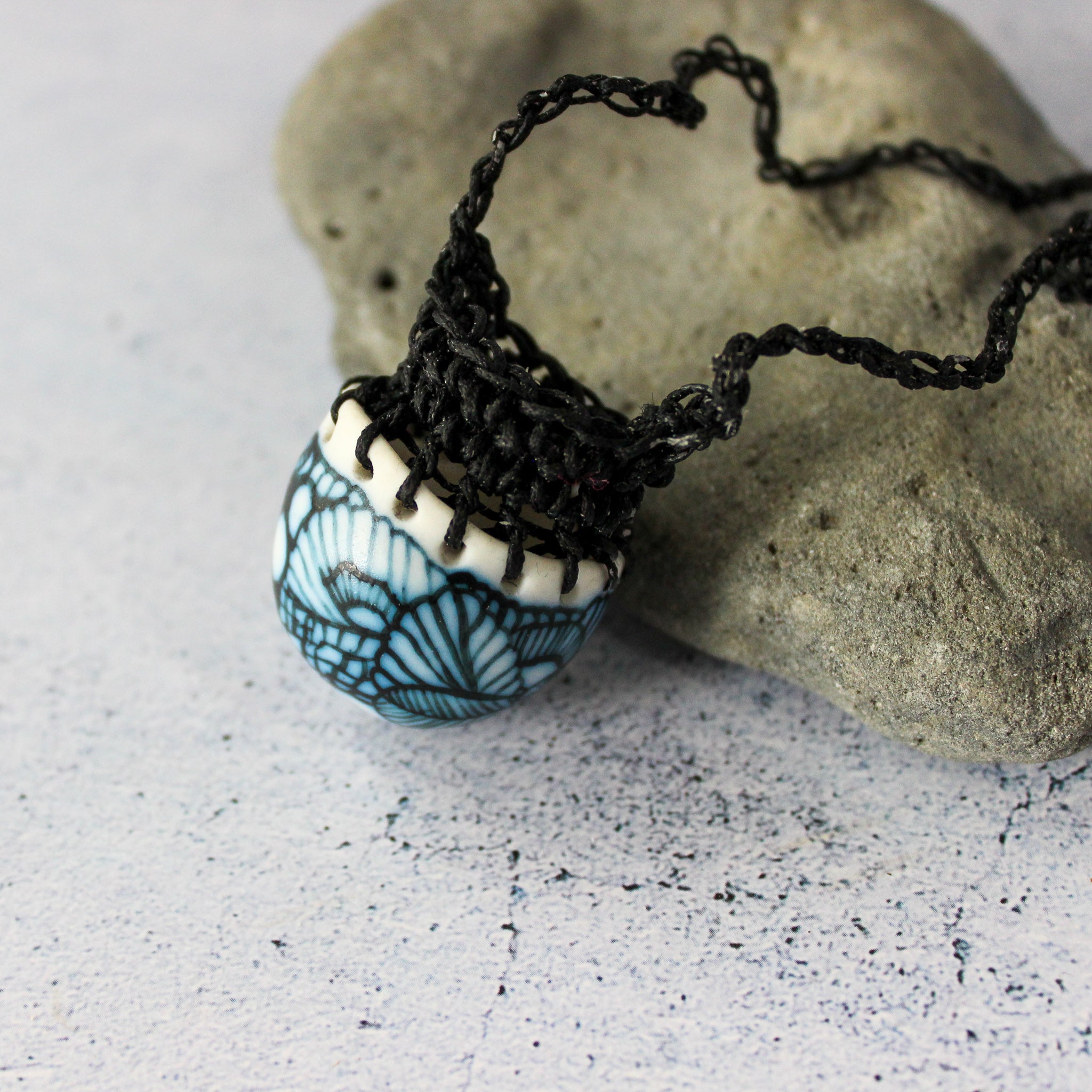 Crochet Pendant Necklace : Indigo Detail #1 - Tribe Castlemaine
