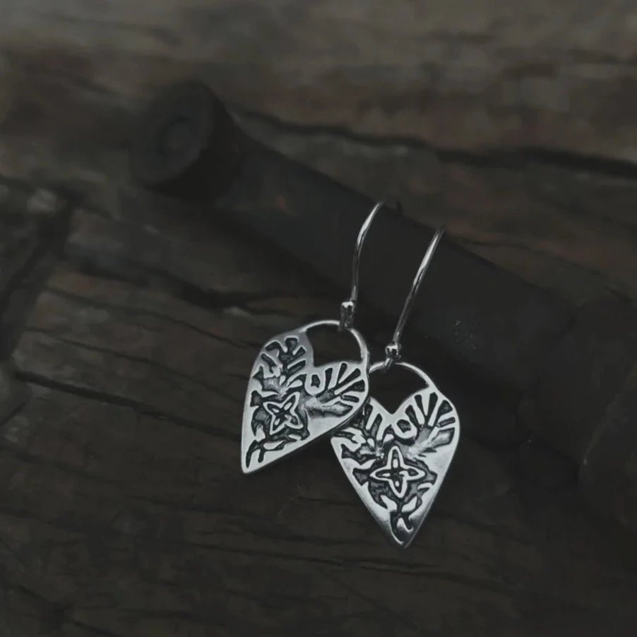 Embossed Heart Earrings - Tribe Castlemaine