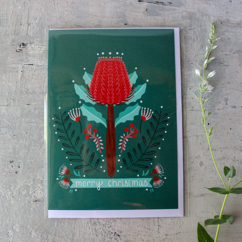 Emma Whitelaw Card Christmas Banksia - Tribe Castlemaine