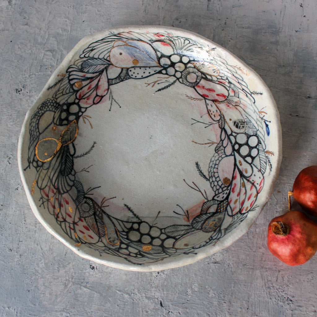 Extra Large Hand Painted Detail Bowl - Tribe Castlemaine