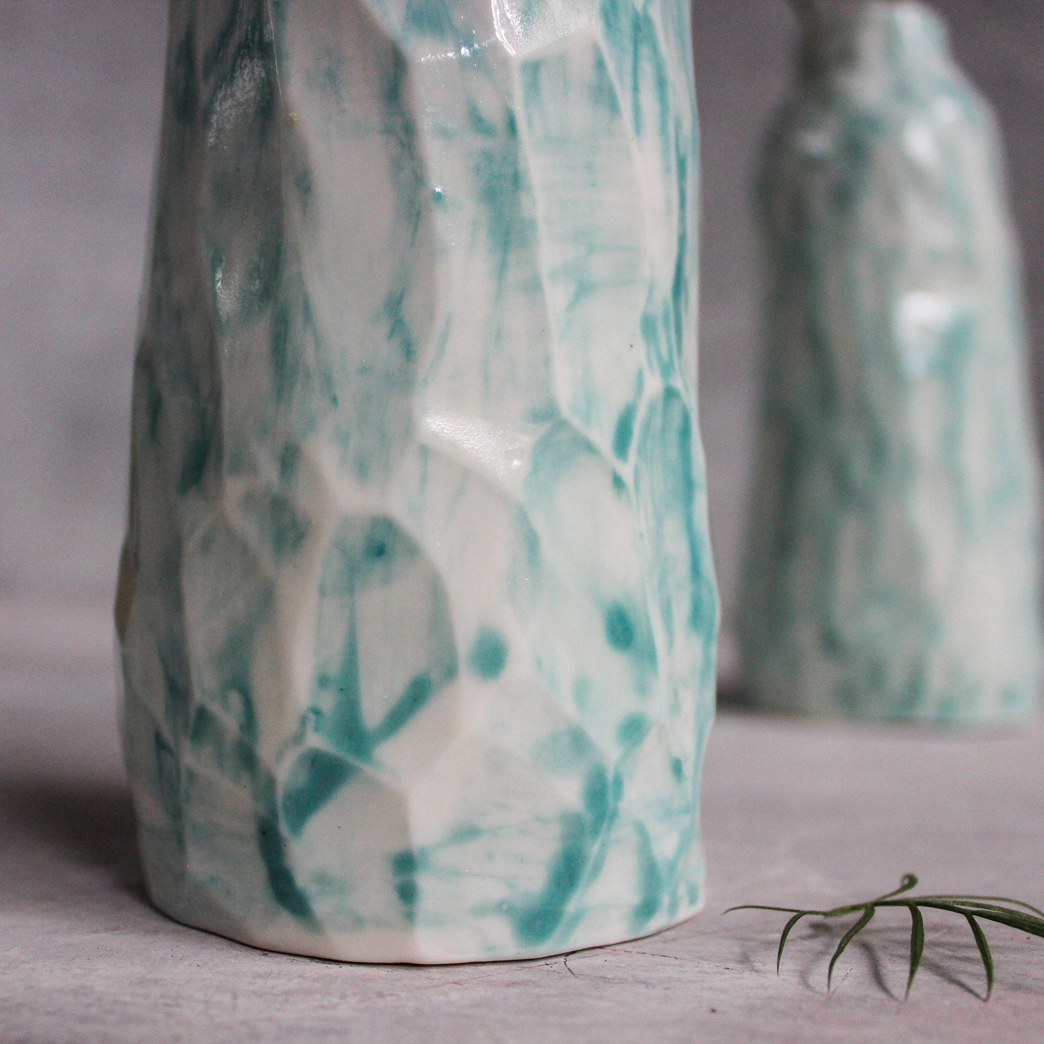 Faceted Porcelain Bottle Vases - Tribe Castlemaine