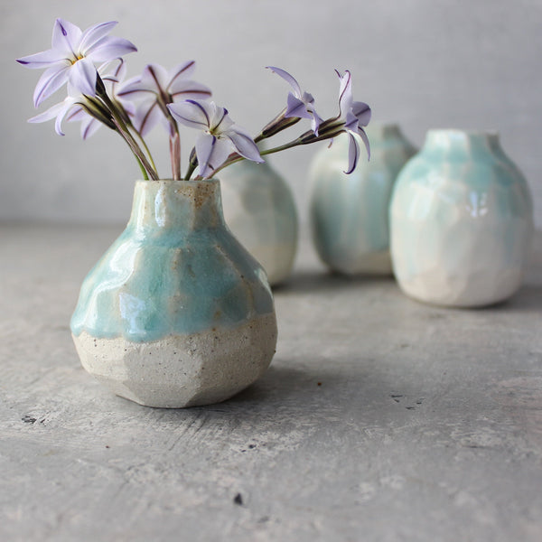 Faceted Porcelain Vases Powder Blue Collection - Tribe Castlemaine