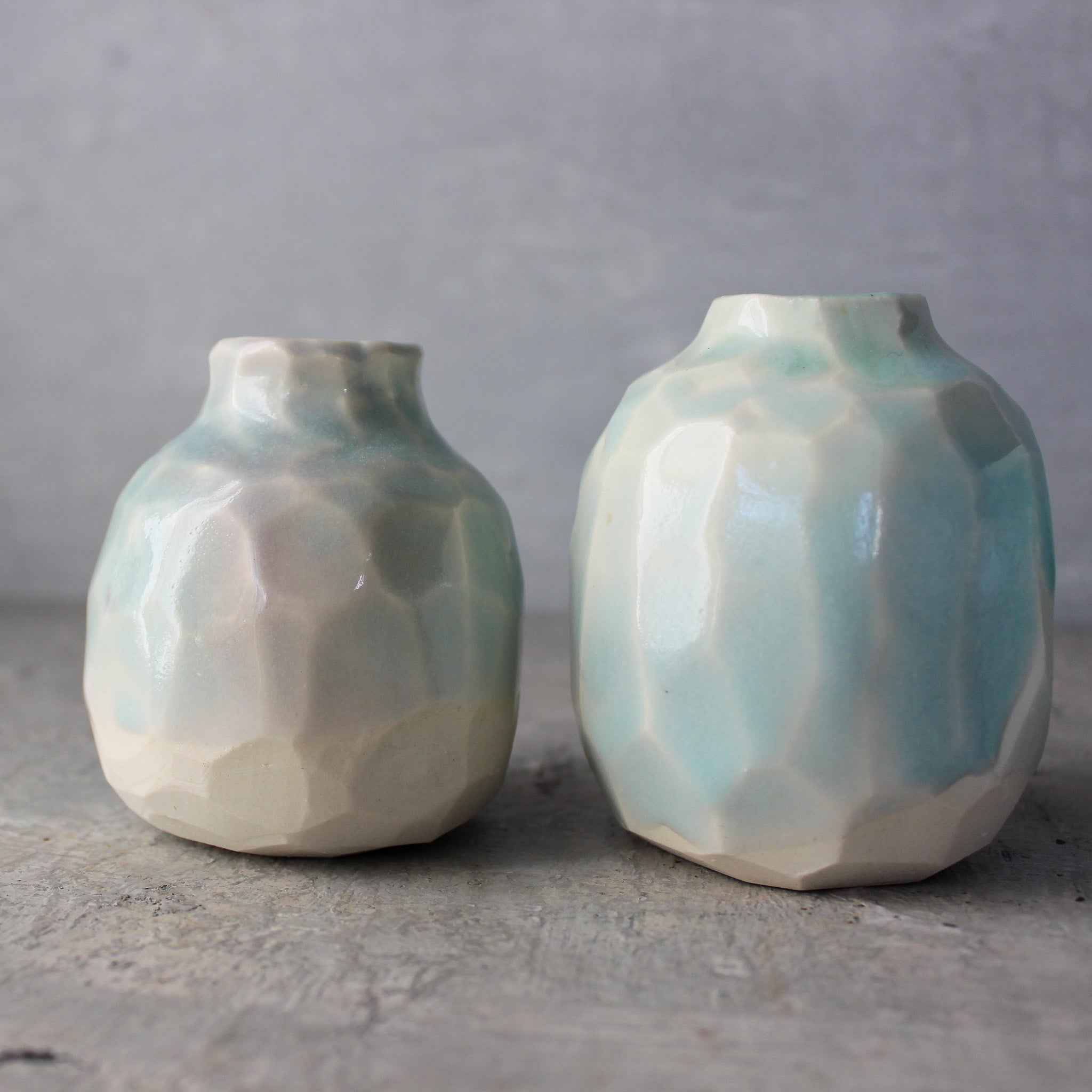Faceted Porcelain Vases Powder Blue Collection - Tribe Castlemaine