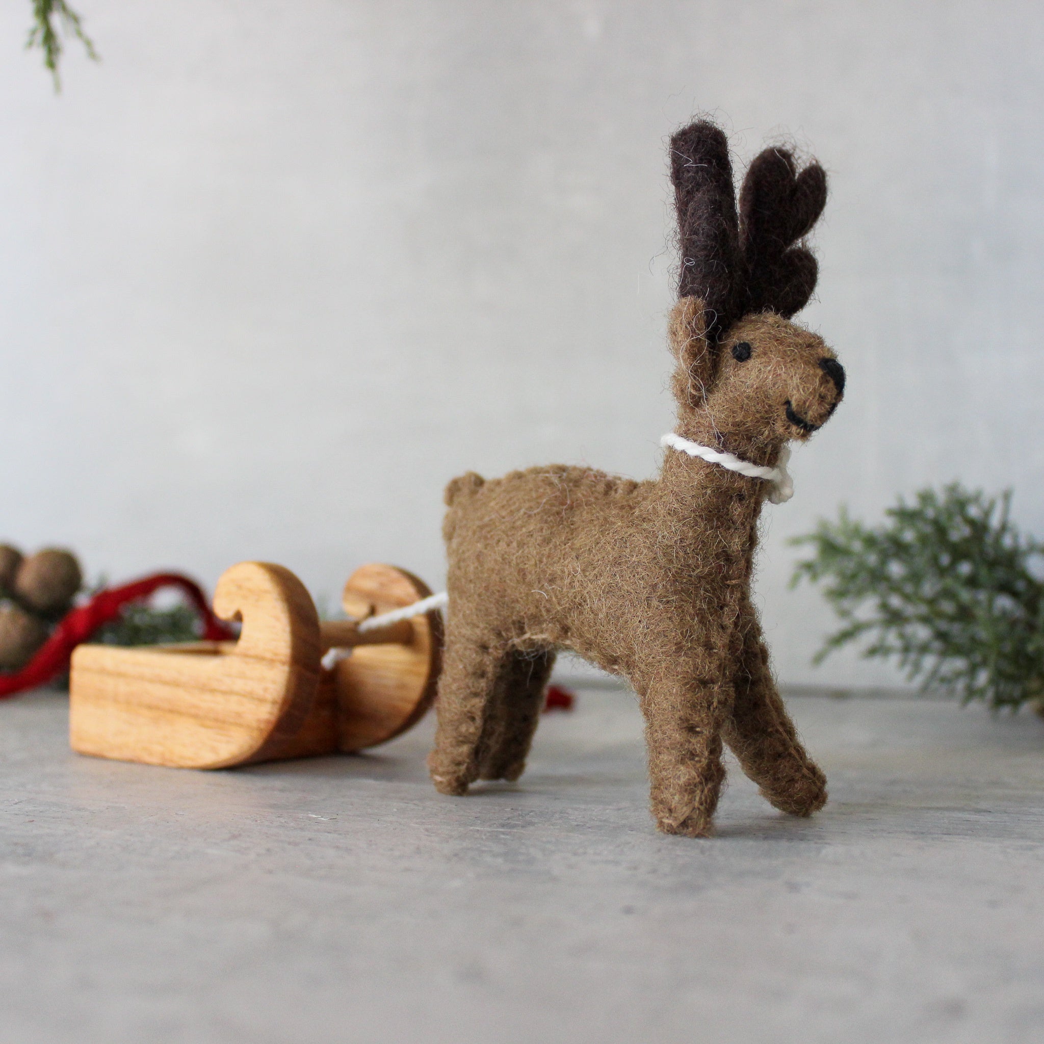 Felt Reindeer and Sleigh - Tribe Castlemaine