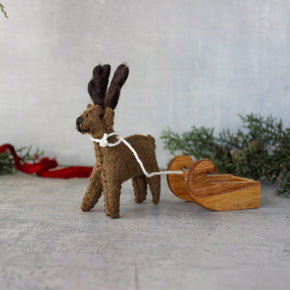 Felt Reindeer and Sleigh - Tribe Castlemaine