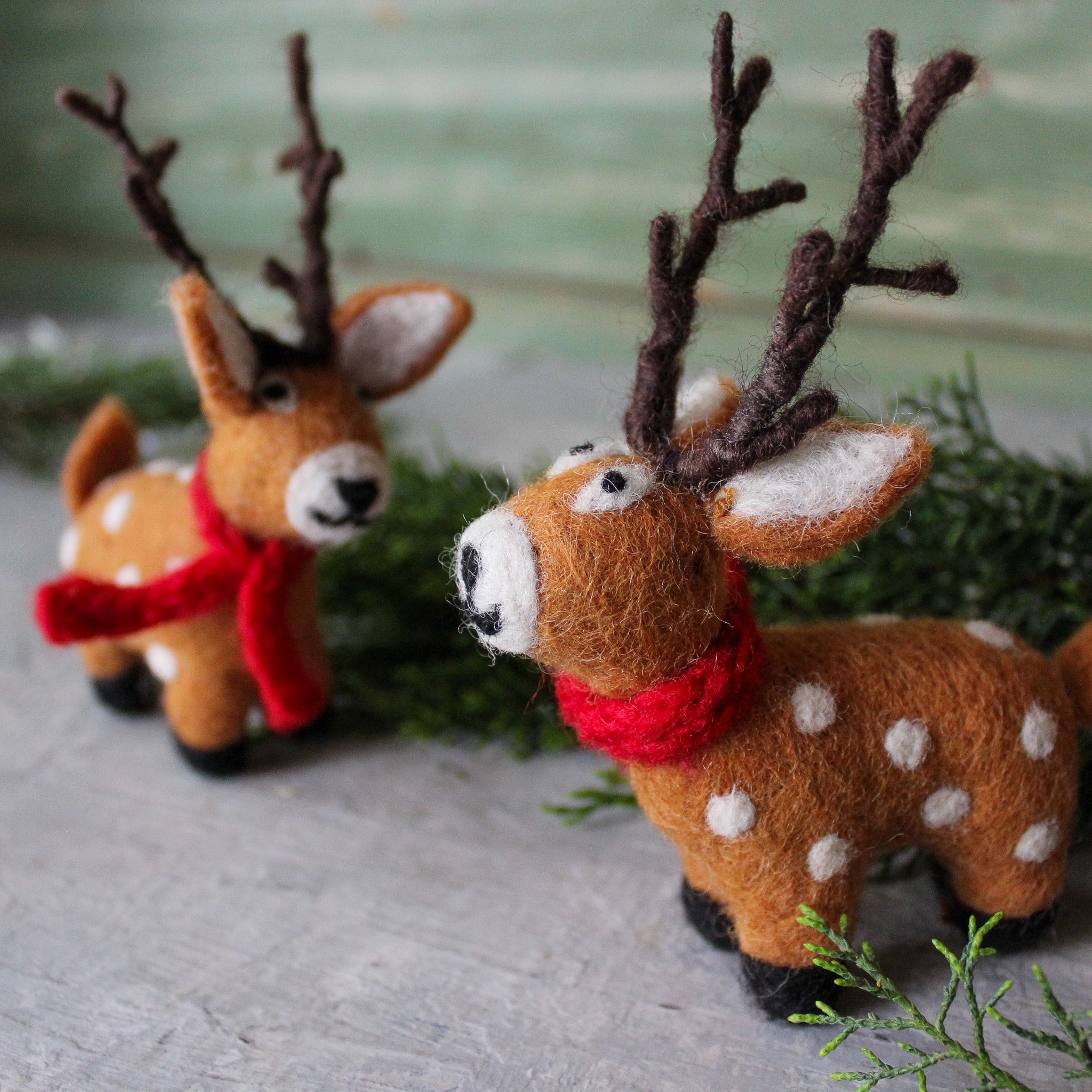 Felt Reindeer with Red Scarf - Tribe Castlemaine