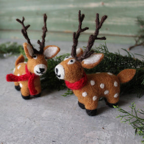 Felt Reindeer with Red Scarf - Tribe Castlemaine