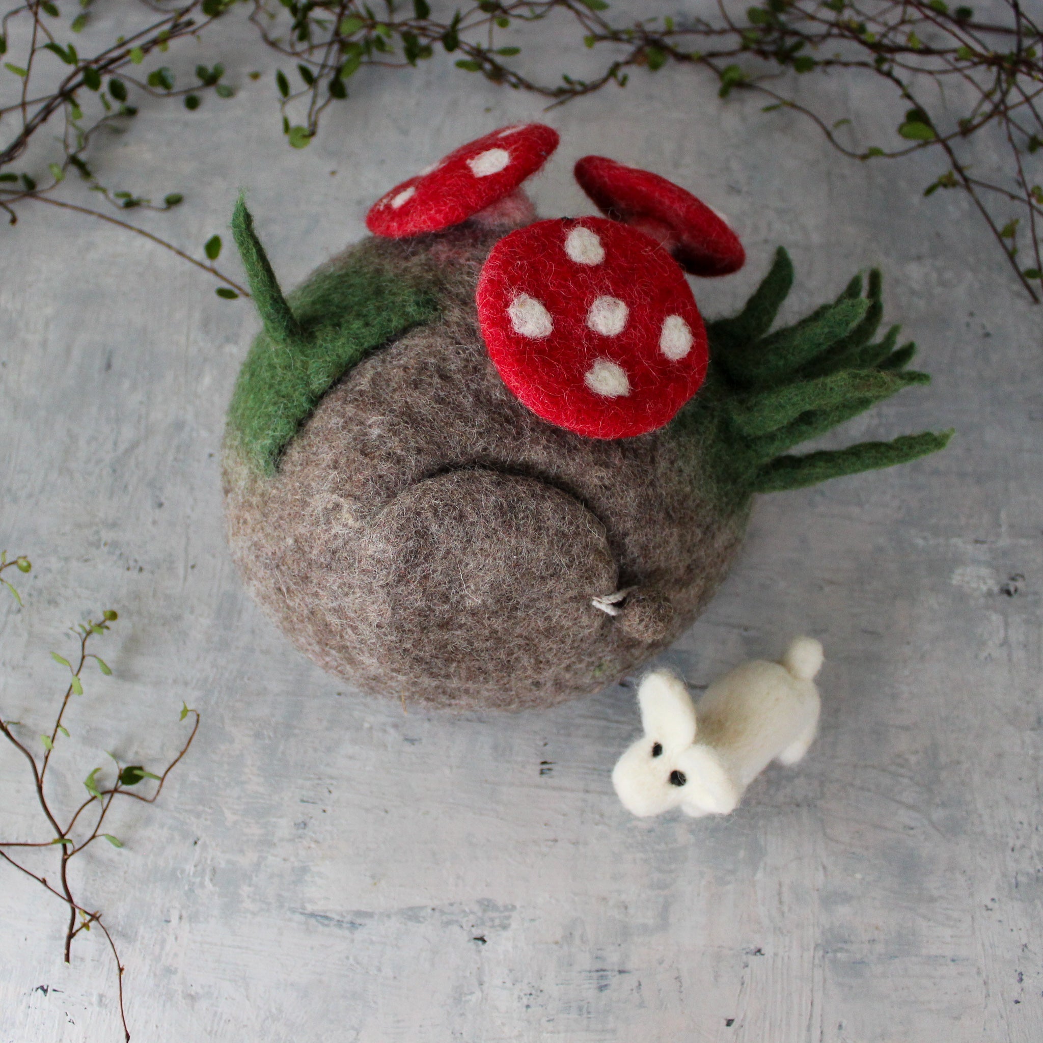 Felt Toadstool House with Rabbit - Tribe Castlemaine