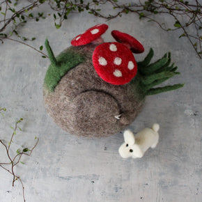 Felt Toadstool House with Rabbit - Tribe Castlemaine