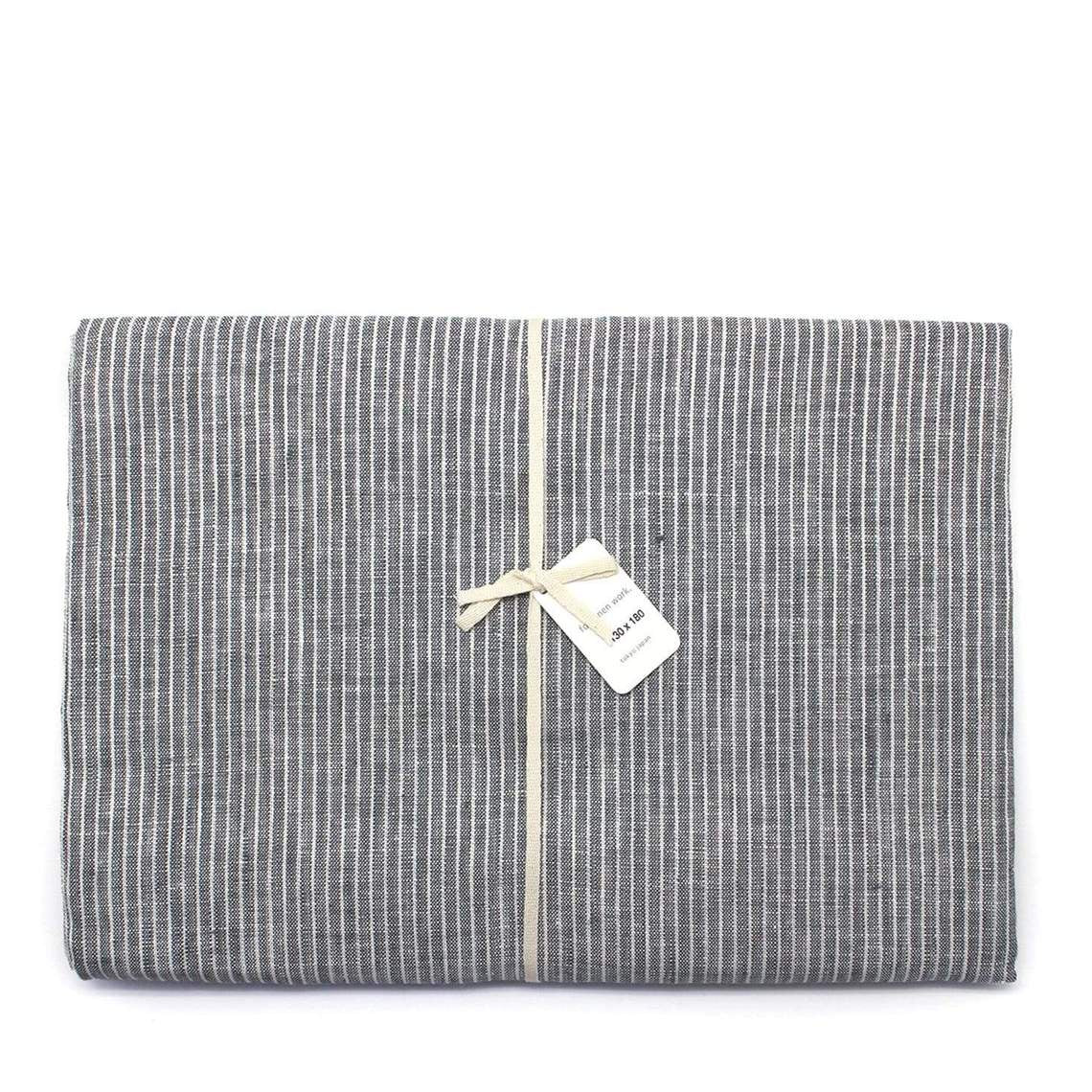 Fog Linen Grey White Stripe Table Cloth - Tribe Castlemaine