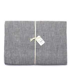 Fog Linen Grey White Stripe Table Cloth - Tribe Castlemaine