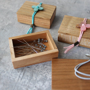 Glass Sewing Pins in Cherry-wood Box - Tribe Castlemaine
