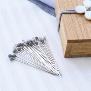 Glass Sewing Pins in Cherry-wood Box - Tribe Castlemaine