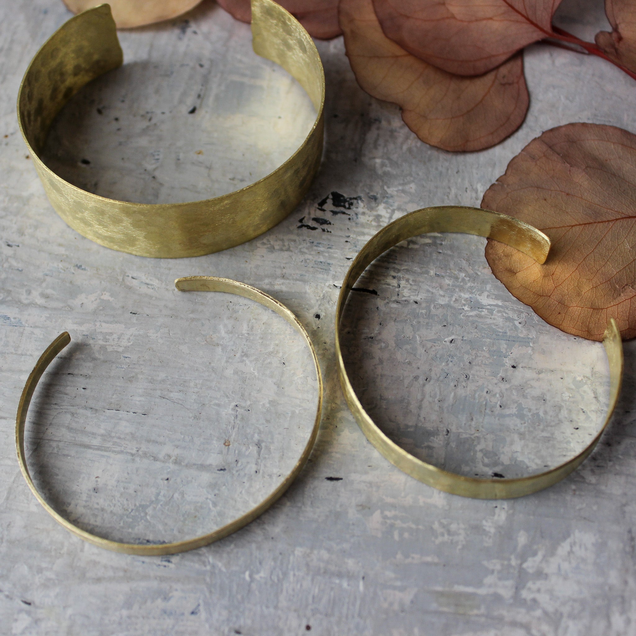 Hammered Brass Cuff Bangles - Tribe Castlemaine