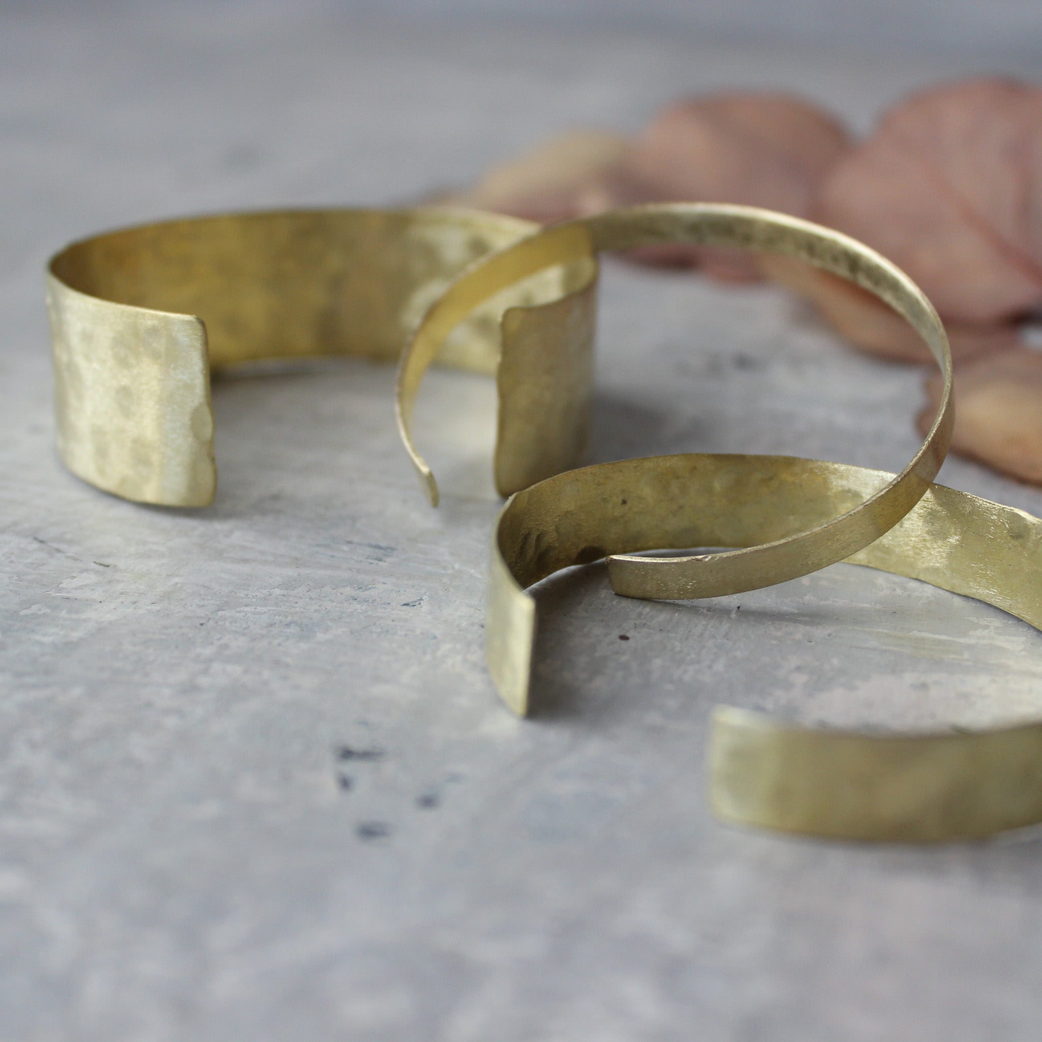 Hammered Brass Cuff Bangles - Tribe Castlemaine