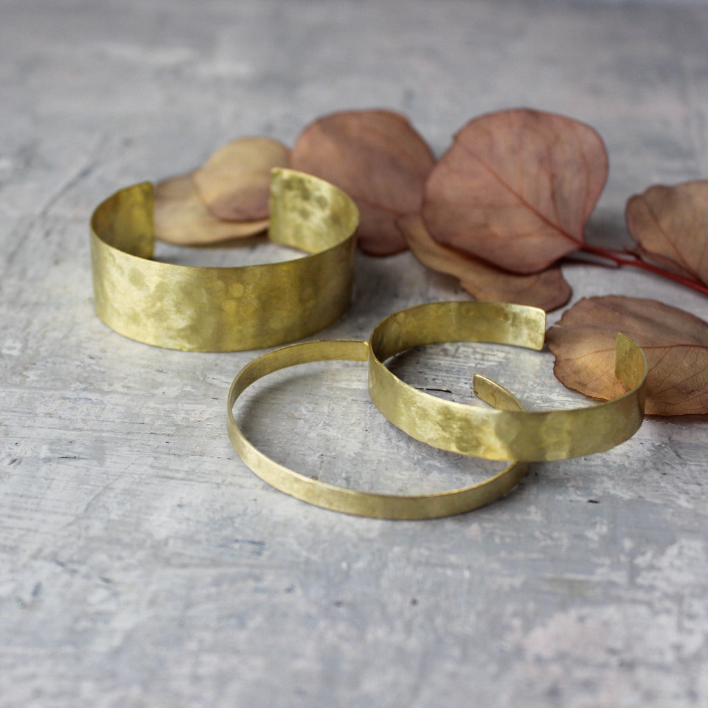 Hammered Brass Cuff Bangles - Tribe Castlemaine