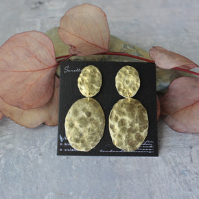 Hammered Brass Pendant Studs - Tribe Castlemaine