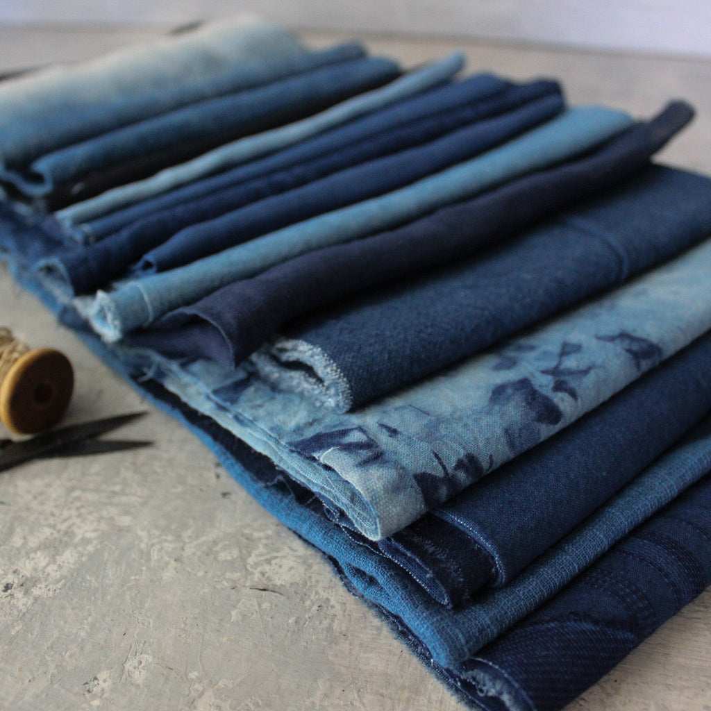 Hand Dyed Indigo Fabric Remnants - Tribe Castlemaine