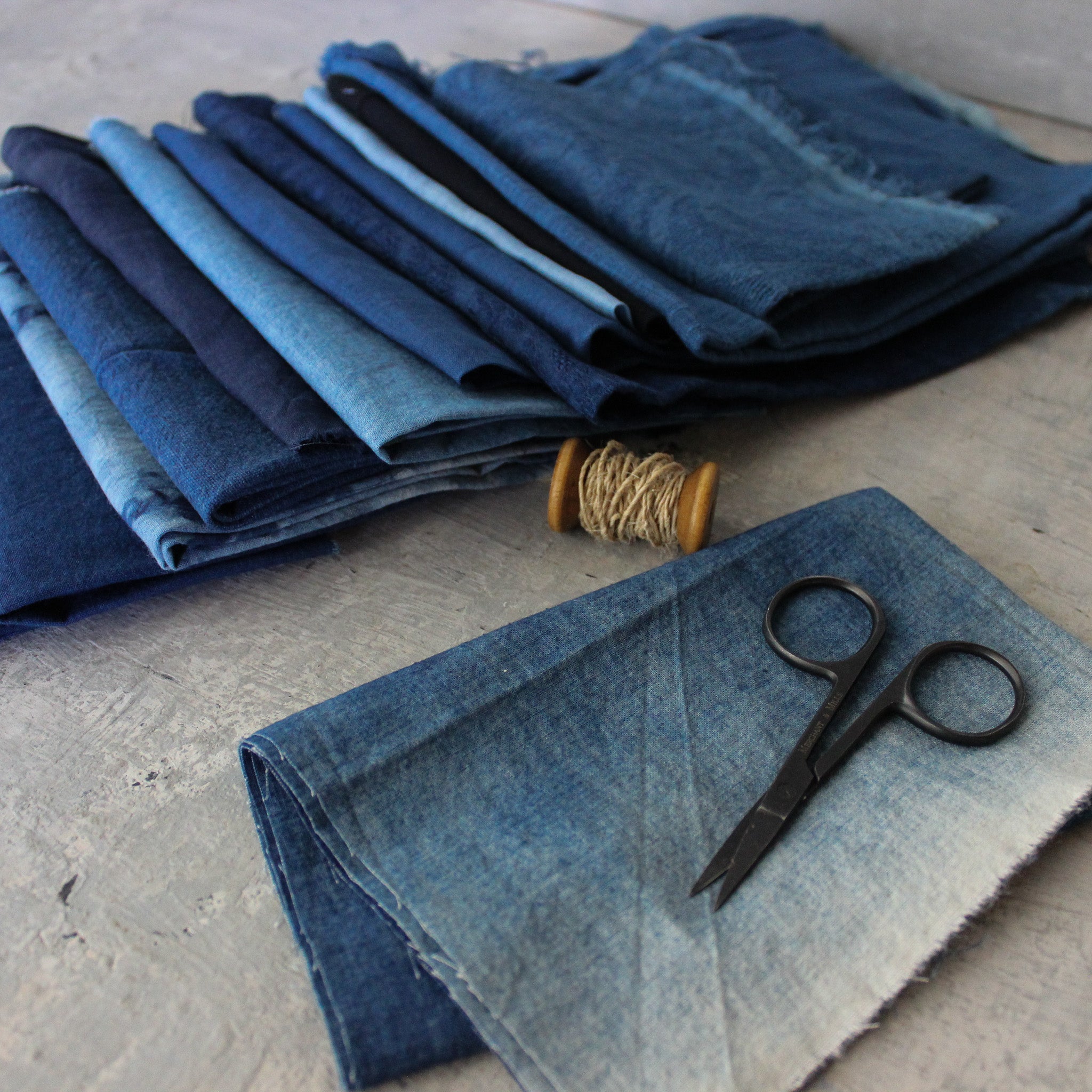 Hand Dyed Indigo Fabric Remnants - Tribe Castlemaine